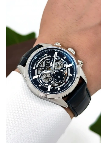 Daniel Klein Deri Kordon Çelik Kasa Otomatik Mekanizma Erkek Kol Saati Lacivert sddk104