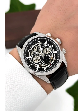 Daniel Klein Deri Kordon Çelik Kasa Otomatik Mekanizma Erkek Kol Saati Siyah sddk104