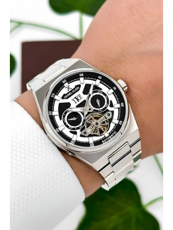 Daniel Klein Çelik Kordon Çelik Kasa Otomatik Mekanizma Erkek Kol Saati Gümüş-Siyah-Beyaz sddk105