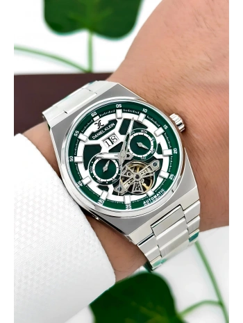 Daniel Klein Çelik Kordon Çelik Kasa Otomatik Mekanizma Erkek Kol Saati Gümüş-Yeşil sddk105