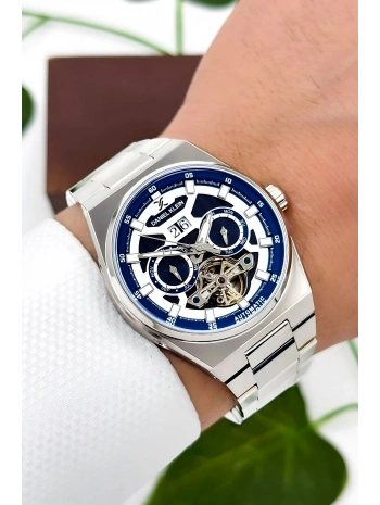 Daniel Klein Çelik Kordon Çelik Kasa Otomatik Mekanizma Erkek Kol Saati Gümüş-Mavi sddk105