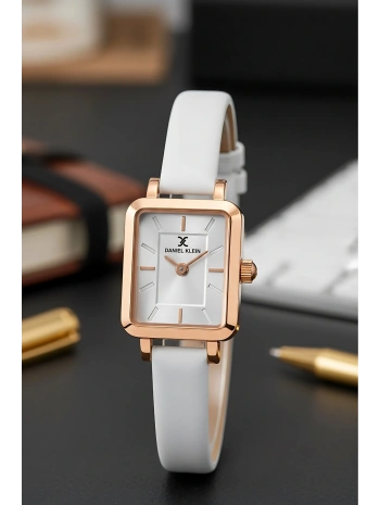 Deri Kordon Çelik Kasa Kadın Kol Saati+Bileklik Hediyeli Beyaz-Rose sddk108