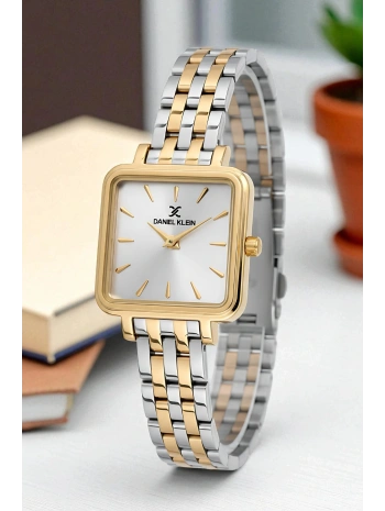 Çelik Kordon&Kasa Kadın Kol Saati+Bileklik Hediyeli Gold-Gümüş sddk109