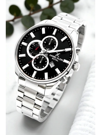 Takvimli Erkek Kol Saati Çelik Kasa&Kordon Bileklik Gümüş-Siyah sddk111