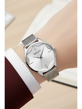 Gümüş Çelik Hasır Kordon Çelik Kasa Kadın Kol Saati Fc.13666h.02 Sdfer105