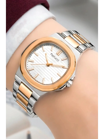 Kadın Kol Saati Çelik Kordon 3 Atm Suya Dayanıklı Bileklik Hediyeli Gümüş-rose Sdfer045