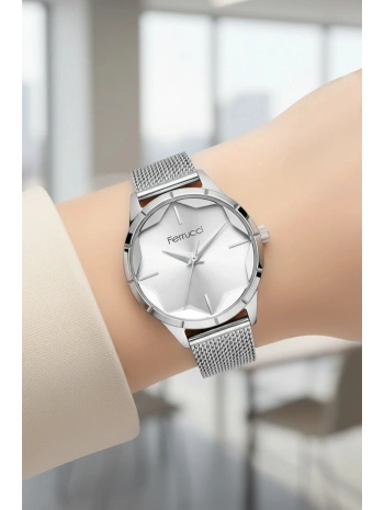 Kadın Kol Saati Çelik Kordon 3 Atm Suya Dayanıklı Bileklik Hediyeli Gümüş Sdfer054