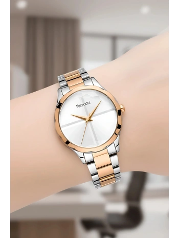 Kadın Kol Saati Çelik Kordon 3 Atm Suya Dayanıklı Bileklik Hediyeli Rose Gold Sdfer054