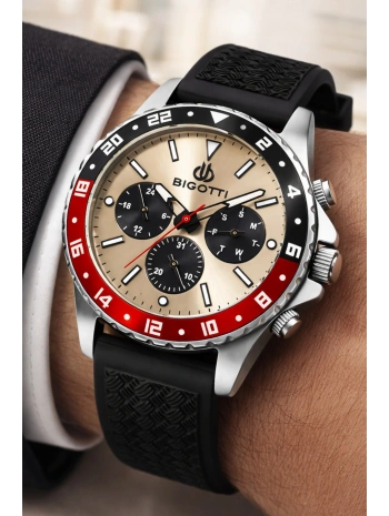 Bigotti Erkek Kol Saati Tüm Fonksiyonlar Aktif Siyah Silikon Kordon Sdbgt001