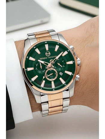 Premium Lüx Çelik Kordon Erkek Kol Saati Rose-yeşil Stsd008