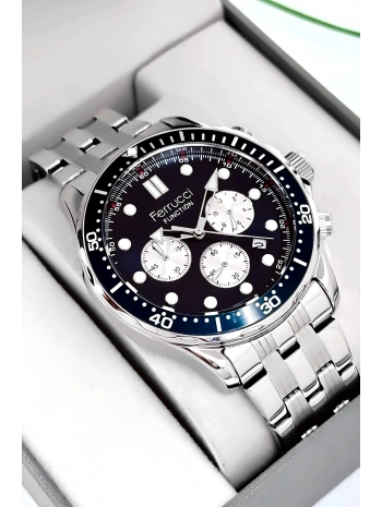 Function Erkek Kol Saati Gümüş-mavi Çelik Kordon 3atm Suya Dayanıklı Sdfer095