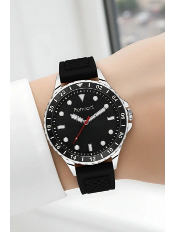 Siyah Silikon Kordon Gümüş Çelik Kasa Kadın Kol Saati Fc 03282s.07 Bileklik Sdfer096