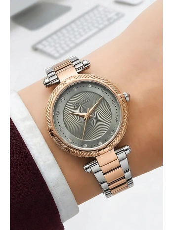 Kadın Kol Saati Rose Gold-gümüş Çelik Kordon Çelik Kasa Fc.14337m.05 Sdfer110
