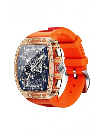 JG.POLO CLUB Turuncu Renk Darbeye Dayanıklı Akıllı Saat: 2,2 İnç Ekran, Sesli Görüşme ve Siri Asista