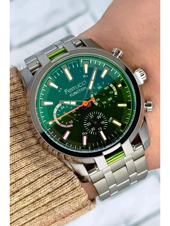 Function, 3atm, Gümüş-gümüş Renk Erkek Kol Saati, Renkli Mineral Cam Bileklik Sdfer139