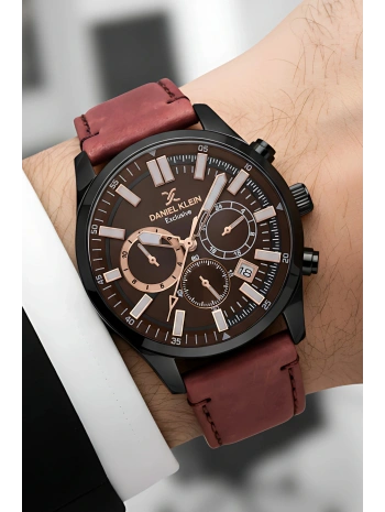 Exclusive Kahverengi Deri Kordon Erkek Kol Saati 3 Atm+Bileklik Hediyeli sddk085