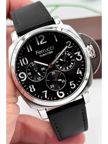 Siyah Deri Kordon Function Erkek Kol Saati 3atm Bileklik Hediyeli Sdfer141