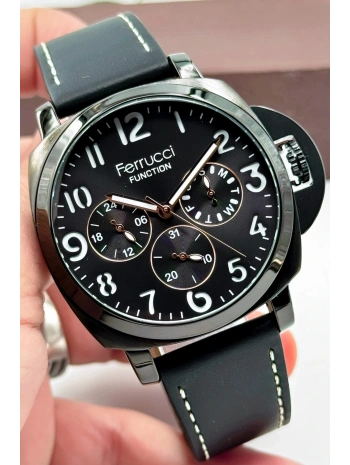 Siyah Deri Kordon Function Erkek Kol Saati 3atm Bileklik Hediyeli Siyah-rose Sdfer141