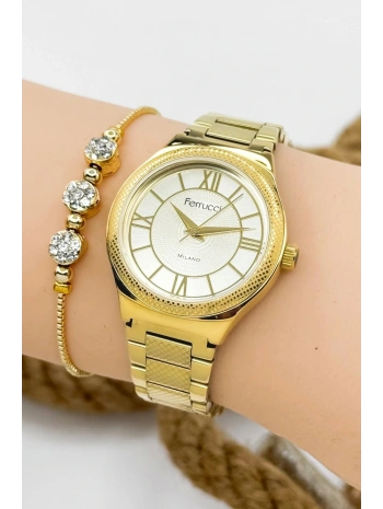 Kadın Kol Saati Gold Renk Çelik Kordon Çelik Kasa Gold-gold Sdfer145