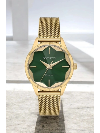 Şık Çelik Kasa Ve Hasır Kordon, Kadın Kol Saati, Orijinal Ve Garantili Gold-yeşil Sdfer148