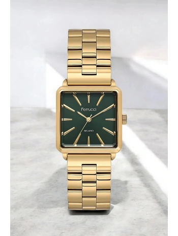 Kadın Kol Saati - Çelik Kordon & Şık Tasarım, 2 Yıl Garanti Gold-Yeşil sdfer150