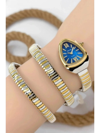 Çelik Kordon Yılan Model , Kadın Kol Saati, 3ATM Suya Dayanıklı Rose-Gümüş sdfer155