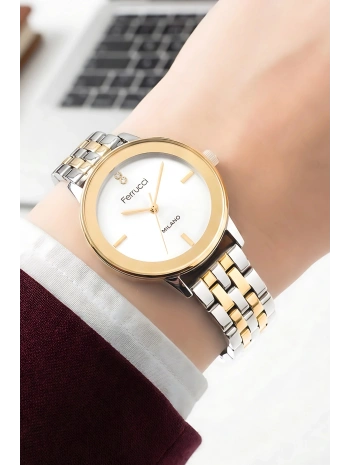 Çelik Kordon & Özel Tasarım, Kadın Kol Saati, 3atm Suya Dayanıklı Gold-gümüş Sdfer156