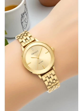 Çelik Kordon & Özel Tasarım, Kadın Kol Saati, 3atm Suya Dayanıklı Gold Sdfer156