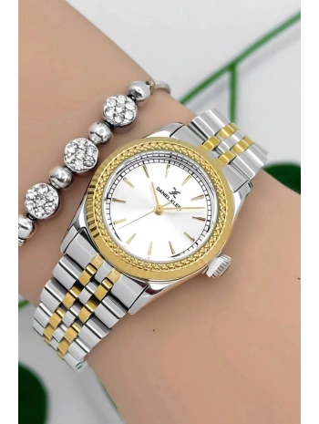 Kadın Kol Saati Gold-gümüş Renk Çelik Kordon&kasa Sddk091