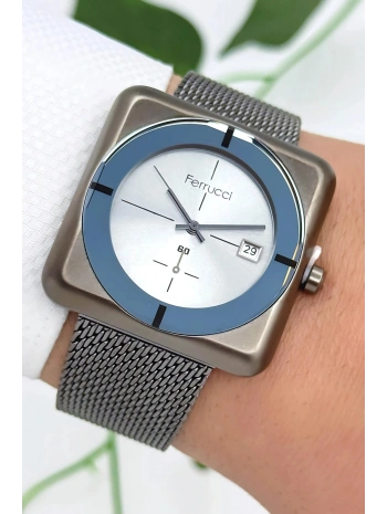 Ferrucci Takvimli Çelik Kordon & Özel Tasarım, 3atm Suya Dayanıklı Erkek Kol Saati, Füme Sdfer162