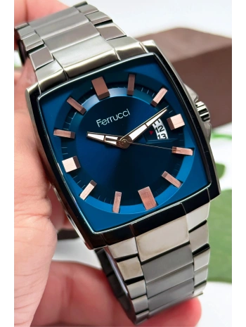 Ferrucci Takvimli Erkek Kol Saati, Çelik Kordon & Özel Tasarım, 3atm Suya Dayanıklı Füme Sdfer163