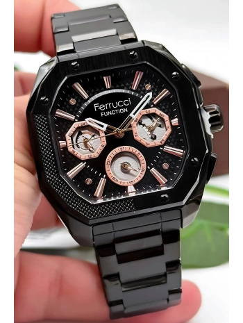 Function Erkek Kol Saati, Çelik Kordon & Özel Tasarım, 3atm Suya Dayanıklı Siyah Sdfer166