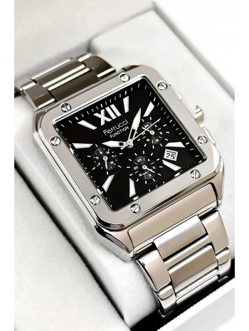 Function Erkek Kol Saati, Çelik Kordon 3atm Suya Dayanıklı Gümüş-siyah Sdfer168