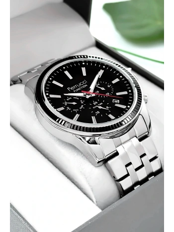 Function Erkek Kol Saati Çelik Kordon Gümüş-siyah Bileklik Hediyeli 3atm Sdfer170