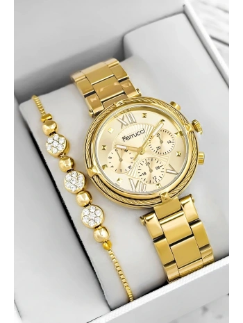 Çelik Kordon & Şık Tasarım, Kadın Kol Saati, 3atm Suya Dayanıklı Gold Sdfer171