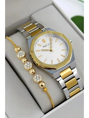 Çelik Kordon & Kasa Kadın Kol Saati, 3atm Suya Dayanıklı Gold-gümüş Sdfer174