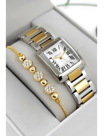 Çelik Kordon & Kasa Kadın Kol Saati, 3atm Suya Dayanıklı Gümüş-gold Sdfer176