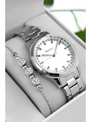 Çelik Kordon & Kasa Kadın Kol Saati, Taş Detaylı Kadran Gümüş Sdfer181