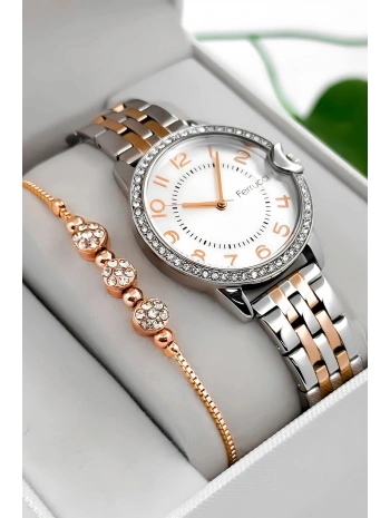 Çelik Kordon & Kasa Kadın Kol Saati, Taş Detaylı Kasa Gümüş-rose Sdfer182