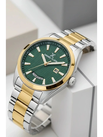 Takvimli Çelik Kordon Erkek Kol Saati Bileklik Hediyeli Gümüş-Gold sddk096