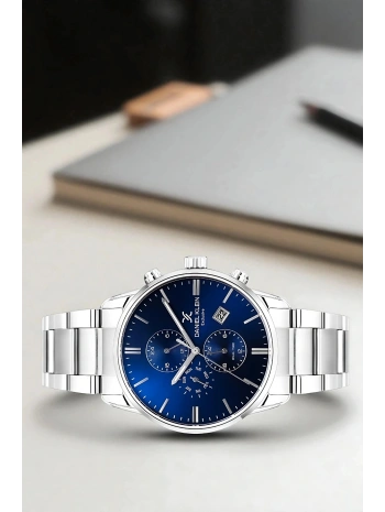 Exclusive Erkek Kol Saati Çelik Kordon&Kasa Gümüş-Mavi sddk099