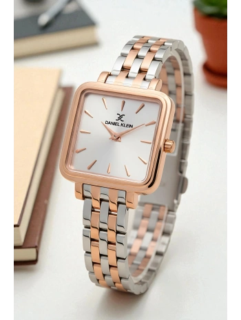 Çelik Kordon&Kasa Kadın Kol Saati+Bileklik Hediyeli Gümüş-Rose sddk109