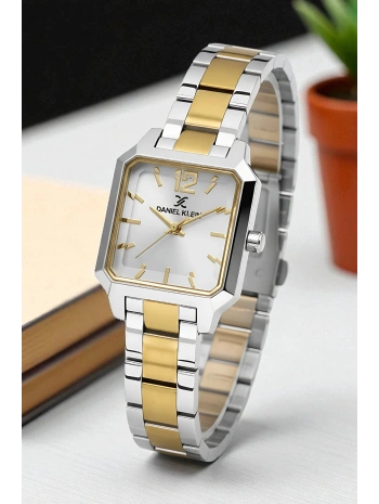 Çelik Kordon&Kasa Kadın Kol Saati+Bileklik Hediyeli Gümüş-Gold sddk110