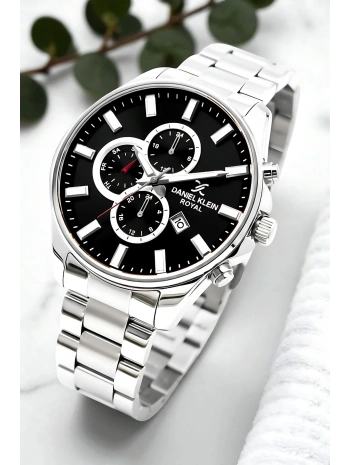 Takvimli Erkek Kol Saati Çelik Kasa&Kordon Bileklik Gümüş-Siyah sddk111