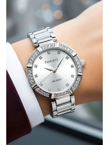 Çelik Kordon Taşlı Kasa Kadın Kol Saati Gümüş sdfer183