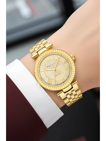 Çelik Kordon Çelik Kasa Kadın Kol Saati Gold sdfer184