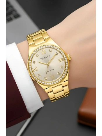 Çelik Kordon Çelik Kasa Kadın Kol Saati Gold sdfer185