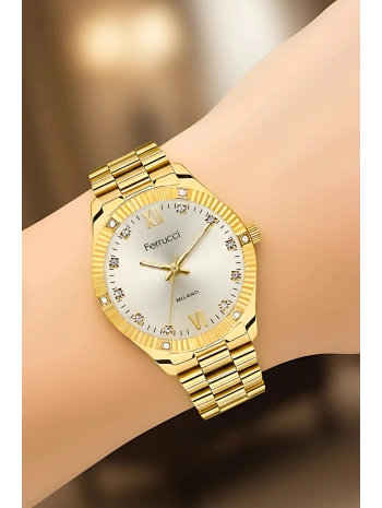 Çelik Kordon Çelik Kasa Kadın Kol Saati Gold sdfer188