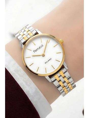 Çelik Kordon Çelik Kasa Kadın Kol Saati Gümüş-Gold sdfer190