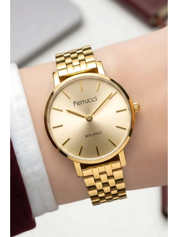 Çelik Kordon Çelik Kasa Kadın Kol Saati Gold sdfer190